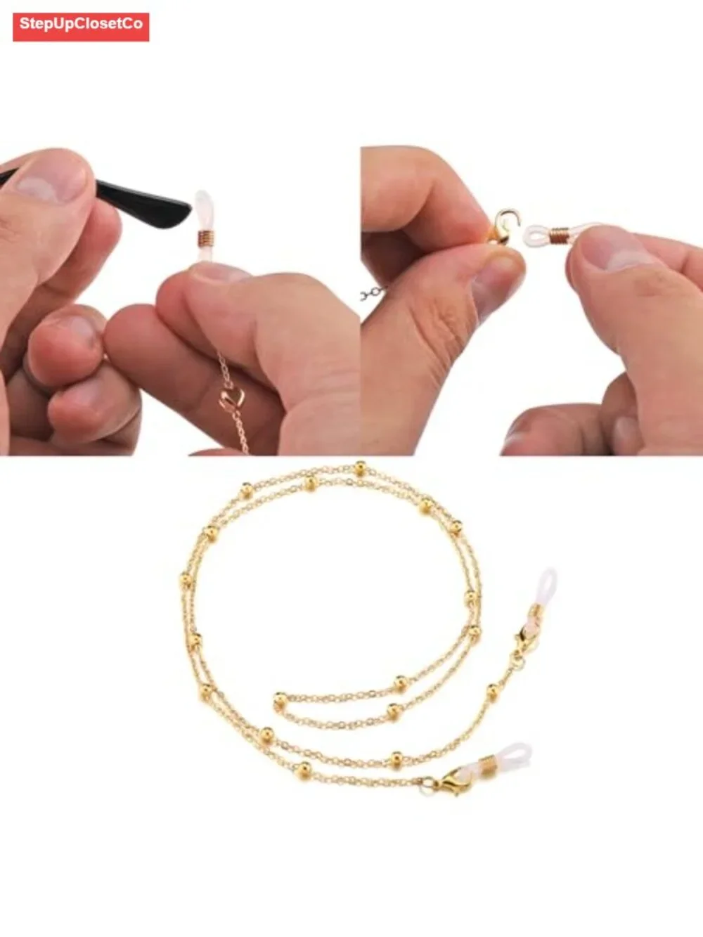 5-Piece 14K Gold Plated Eyeglass Chains for Women, Glasses Holder Necklace Set